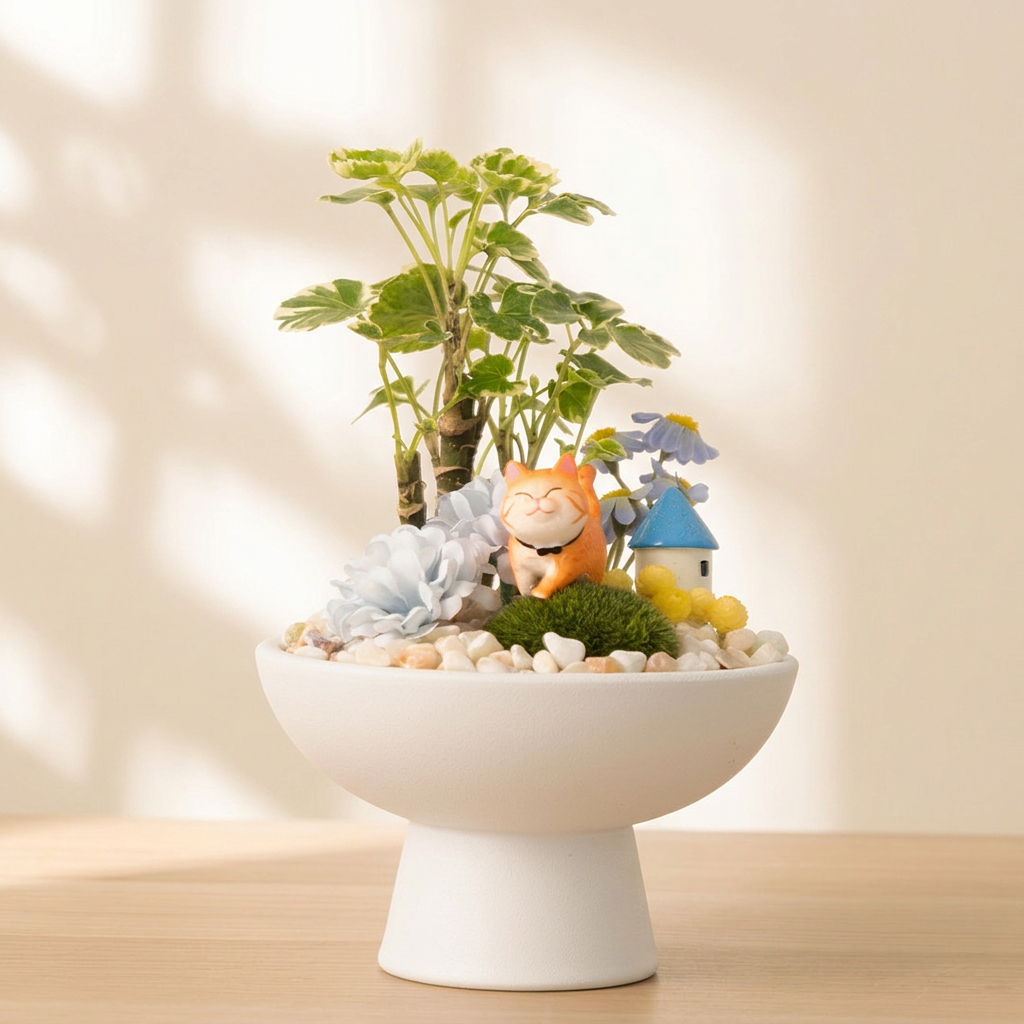貓散步／福氣大橘 | 微景觀植栽｜貓派質感禮盒（桌上型療癒植栽・升遷新居祝賀）| 室內植物