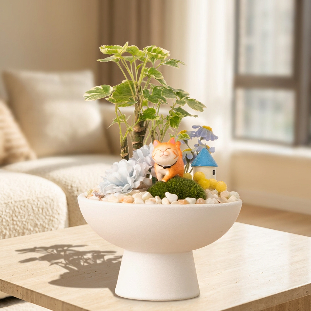 貓散步／福氣大橘 | 微景觀植栽｜貓派質感禮盒（桌上型療癒植栽・升遷新居祝賀）| 室內植物