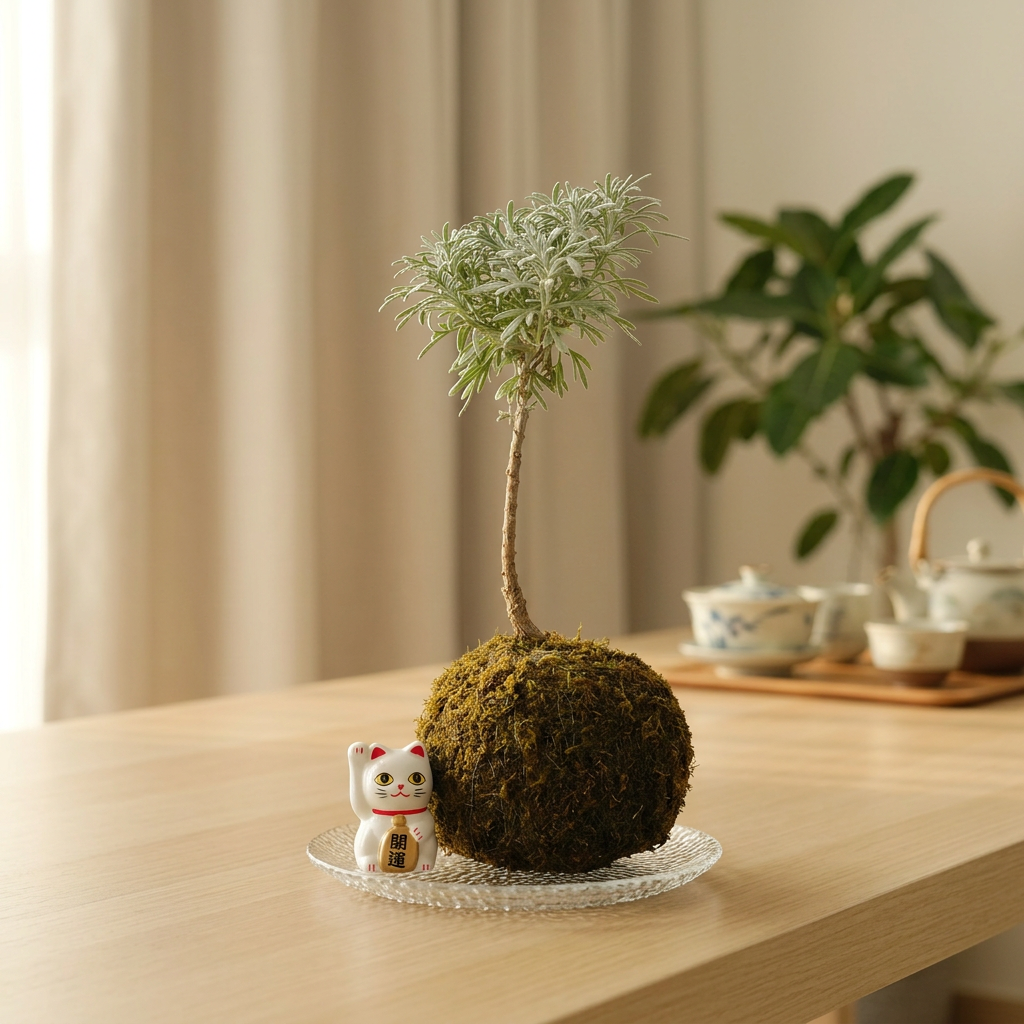 日本芙蓉苔球｜銀白絲絨質感日式盆栽｜居家招財擋煞風水植物｜淨化空氣吸附落塵｜陽光植物