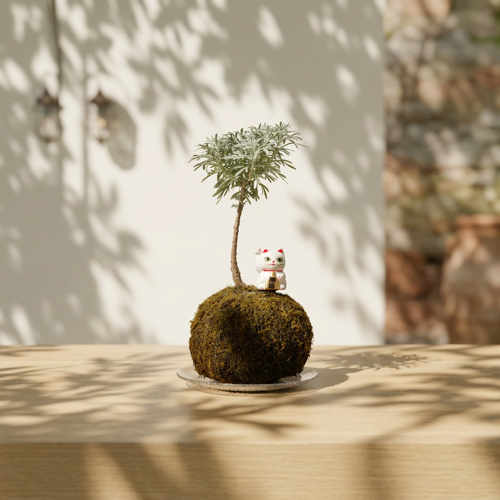 日本芙蓉苔球｜銀白絲絨質感日式盆栽｜居家招財擋煞風水植物｜淨化空氣吸附落塵｜陽光植物