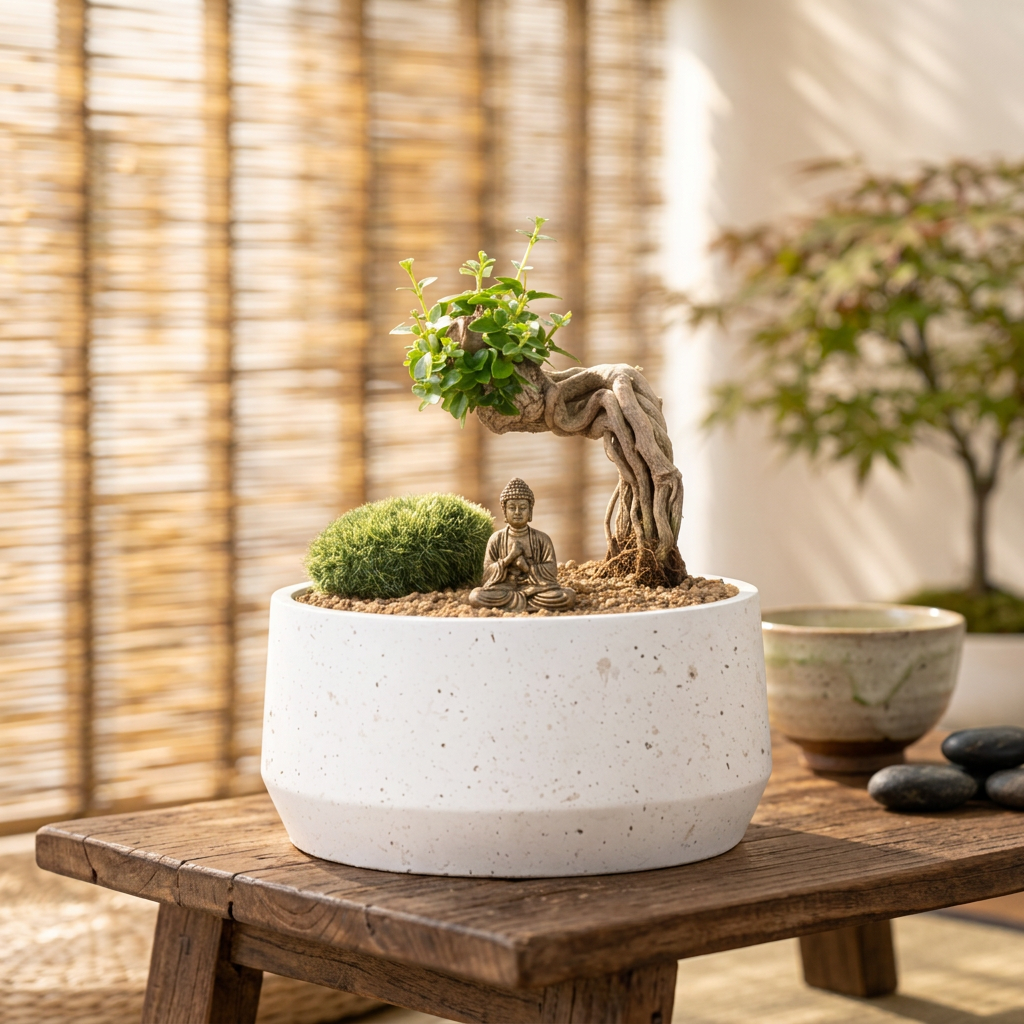 禪風小花園：菩提・頓悟｜壽娘子景觀盆景｜定心安神風水植栽｜淨化空氣微型盆栽｜陽光植物